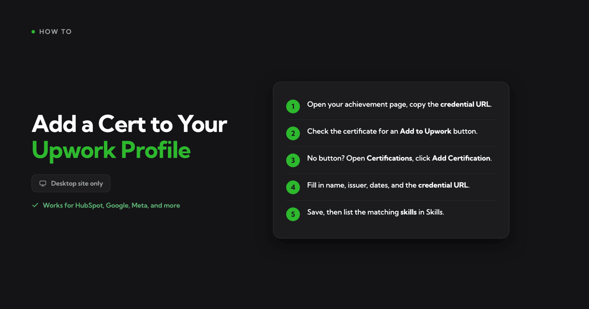 How to Add a Certification to Your Upwork Profile (step by step)