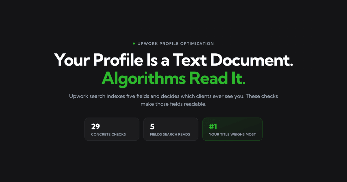 Upwork Profile Optimization 2026: 29 Checks & Examples