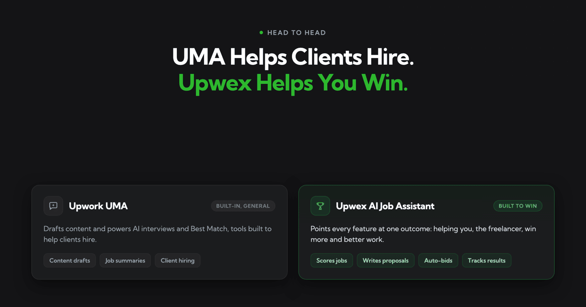 Upwork AI Job Assistant from Upwex vs. Upwork UMA: 5 Key Reasons Why Upwex is the Better Choice