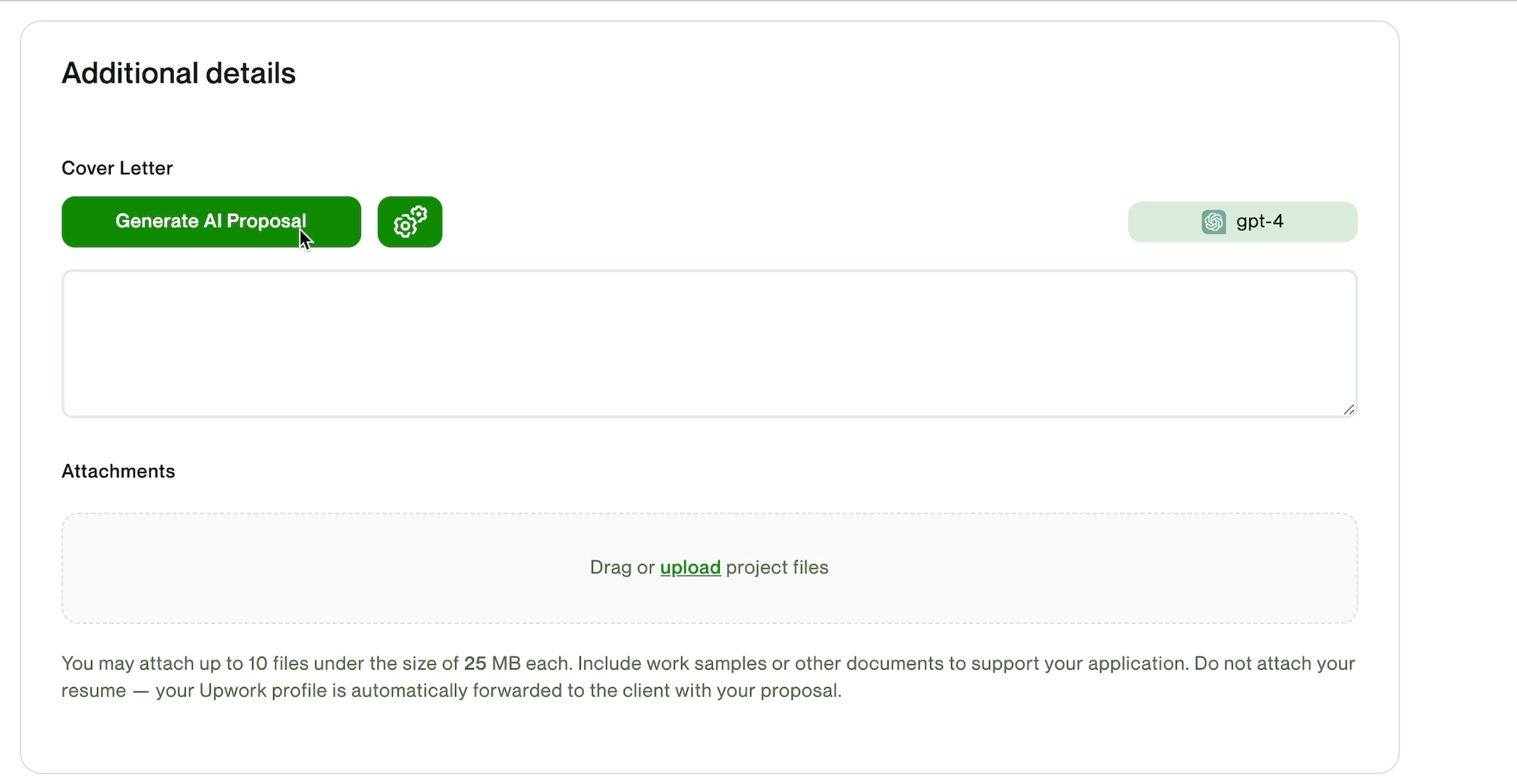 Automatic upwork proposal generator based on job post analysis. It helps freelancers and companies create professional proposals quickly, increasing their chances of successfully securing a project.